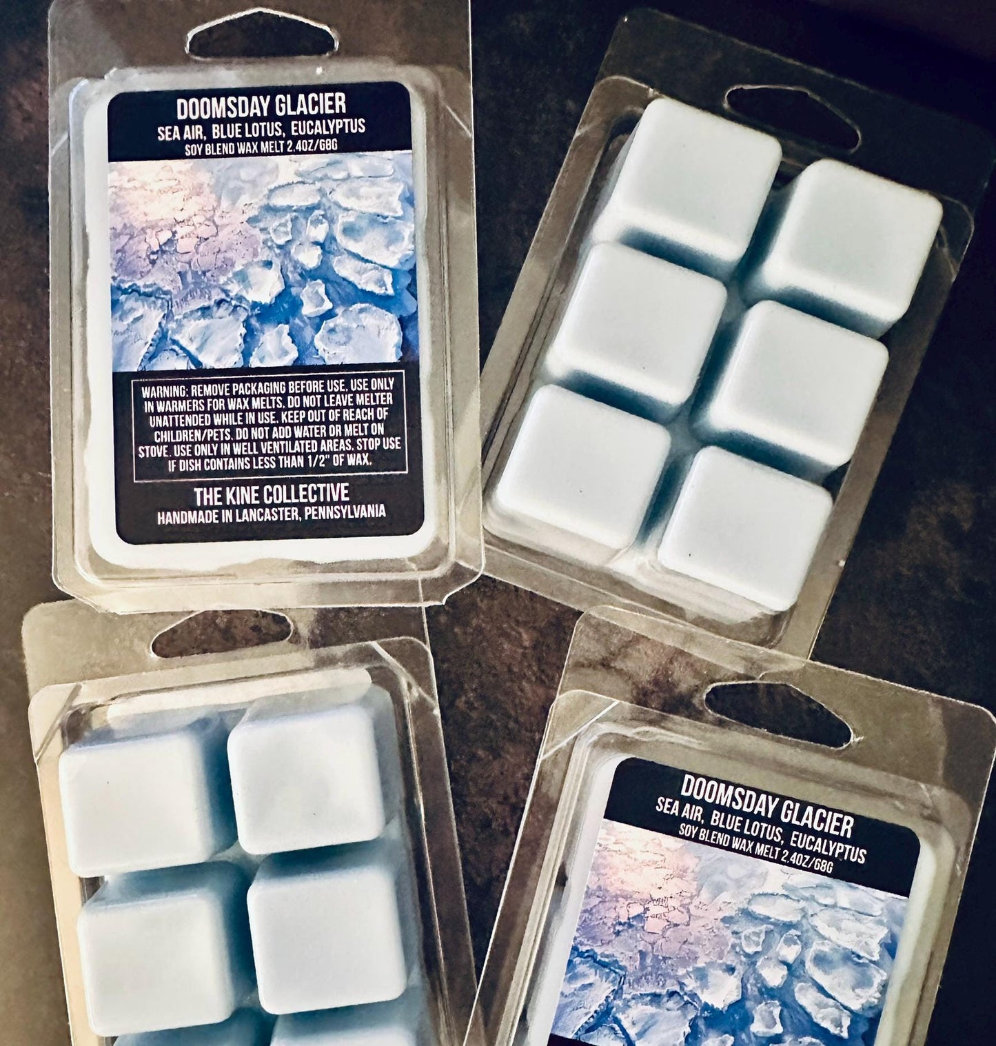Doomsday Glacier - Crystalline Sea Air, Aquatic Blue Lotus, Driftwood 2.4oz Artisan Soy Wax Melts