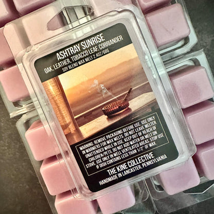 Ashtray Sunrise - Oak, Leather, Tobacco Leaf, Coriander, Clove 2.4oz Artisan Soy Wax Melts