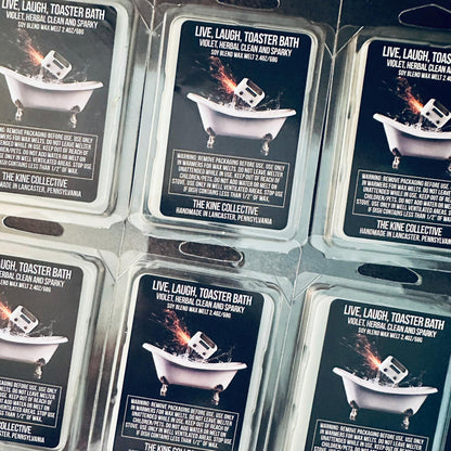 Live, Laugh, Toaster Bath - Violet, Herbal, Sparky Clean 2.4oz Artisan Soy Wax Melts