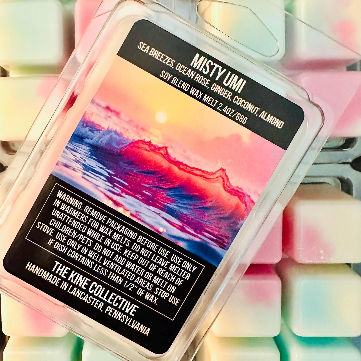 Misty Umi - Sea Breezes, Ocean Rose, Ginger, Coconut, Almond 2.4oz Artisan Soy Wax Melts