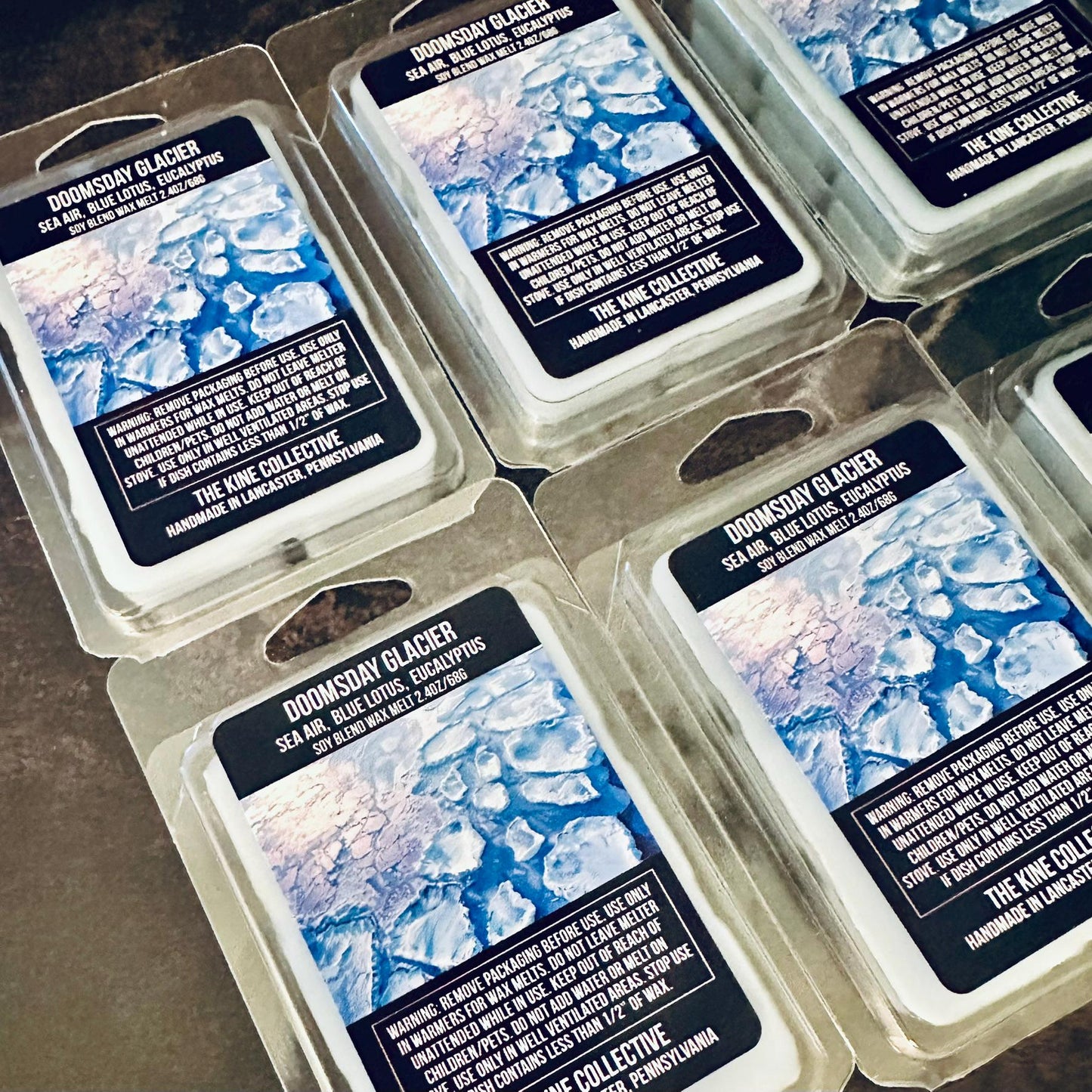 Doomsday Glacier - Crystalline Sea Air, Aquatic Blue Lotus, Driftwood 2.4oz Artisan Soy Wax Melts