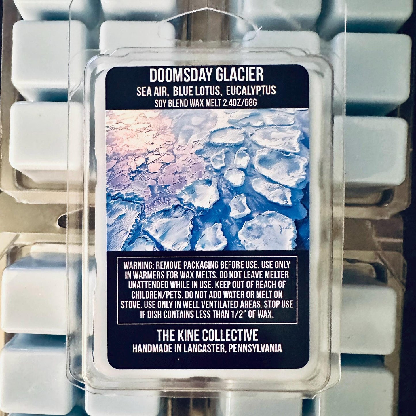 Doomsday Glacier - Crystalline Sea Air, Aquatic Blue Lotus, Driftwood 2.4oz Artisan Soy Wax Melts
