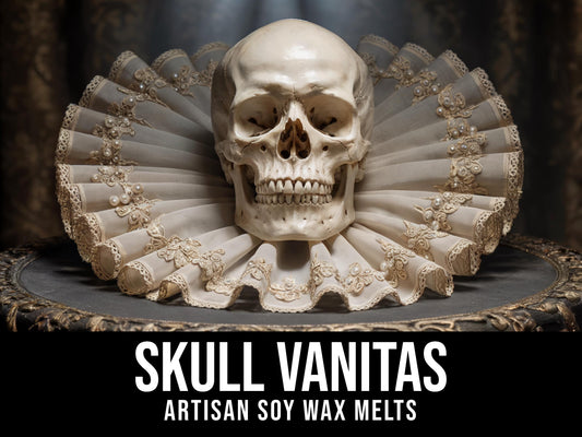 Skull Vanitas - Rose Petal, Star Jasmine, Ylang Ylang, Incense Spice 2.4oz Artisan Soy Wax Melts