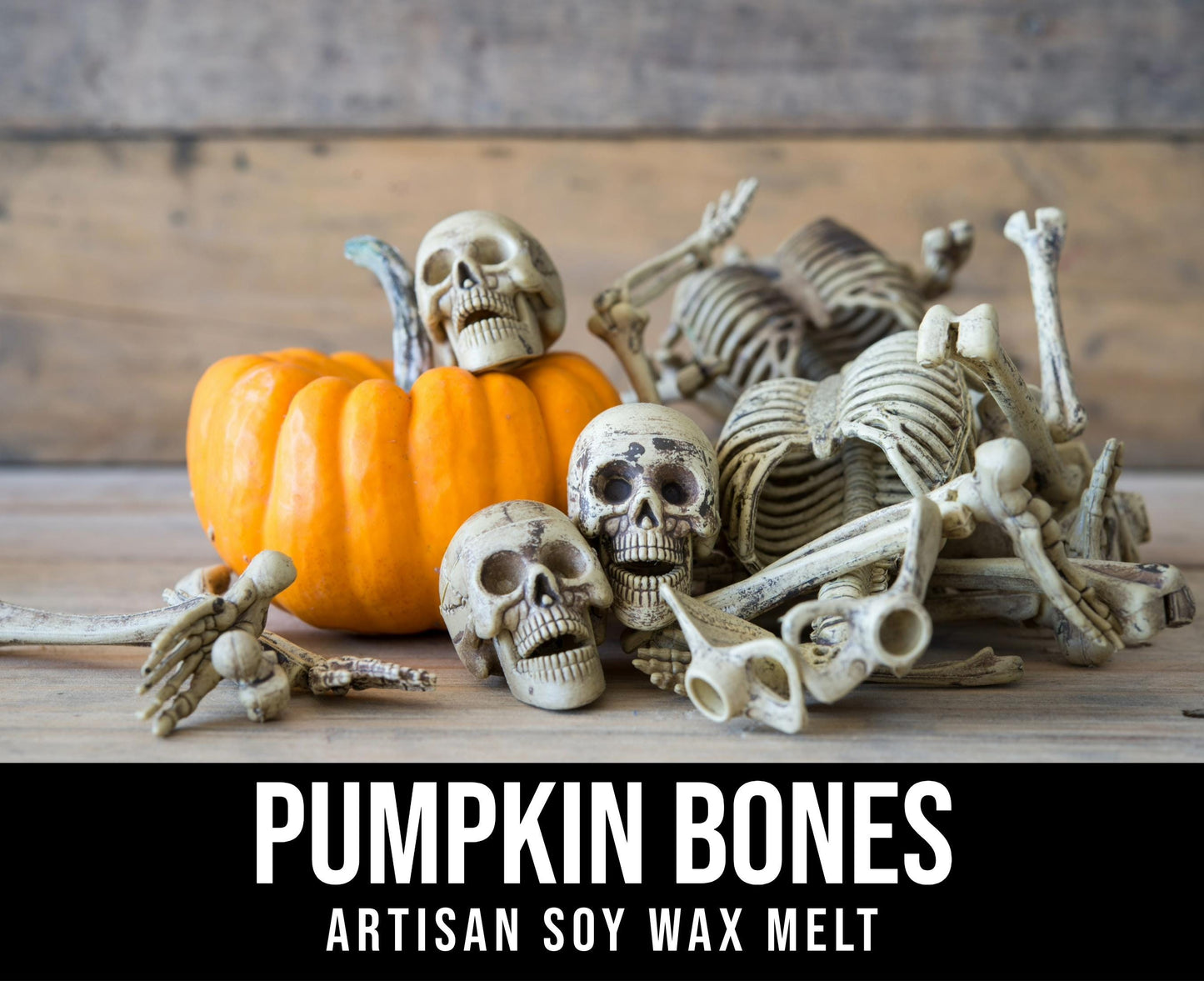 Pumpkin Bones - Pumpkin, Seasonal Spices, Black Peppercorn, Amber 2.4oz Artisan Soy Wax Melts