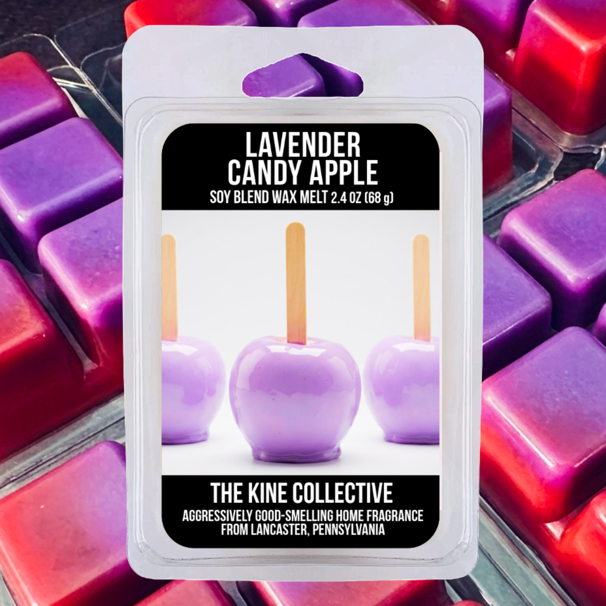 Lavender Candy Apple 2.4oz Cubed Wax Melts from The Kine Collective