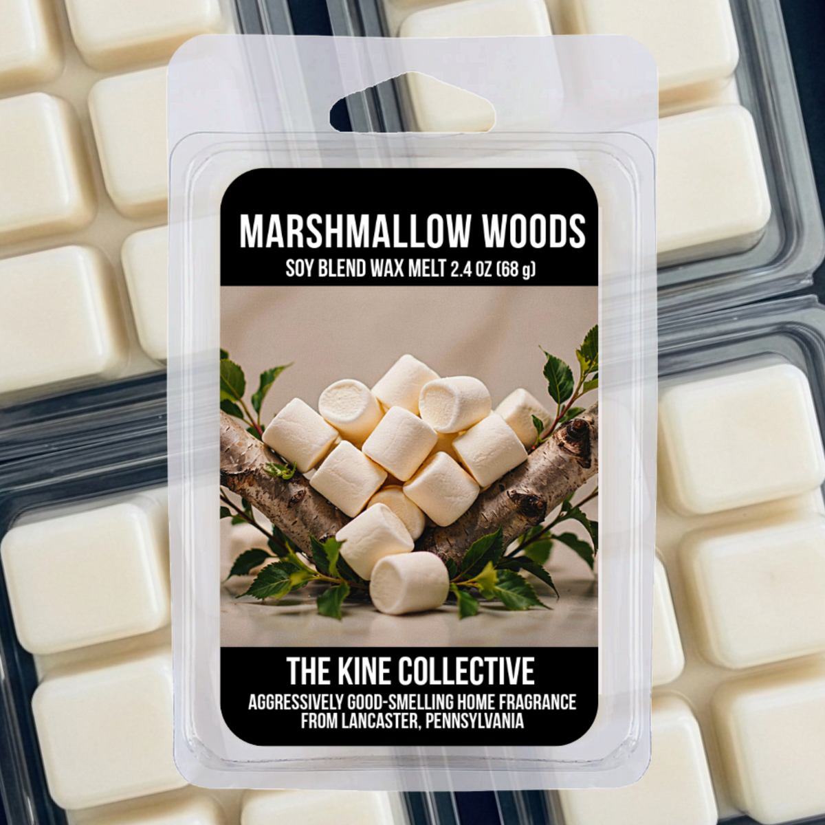 Marshmallow Woods 2.4oz Cubed Wax Melts from The Kine Collective