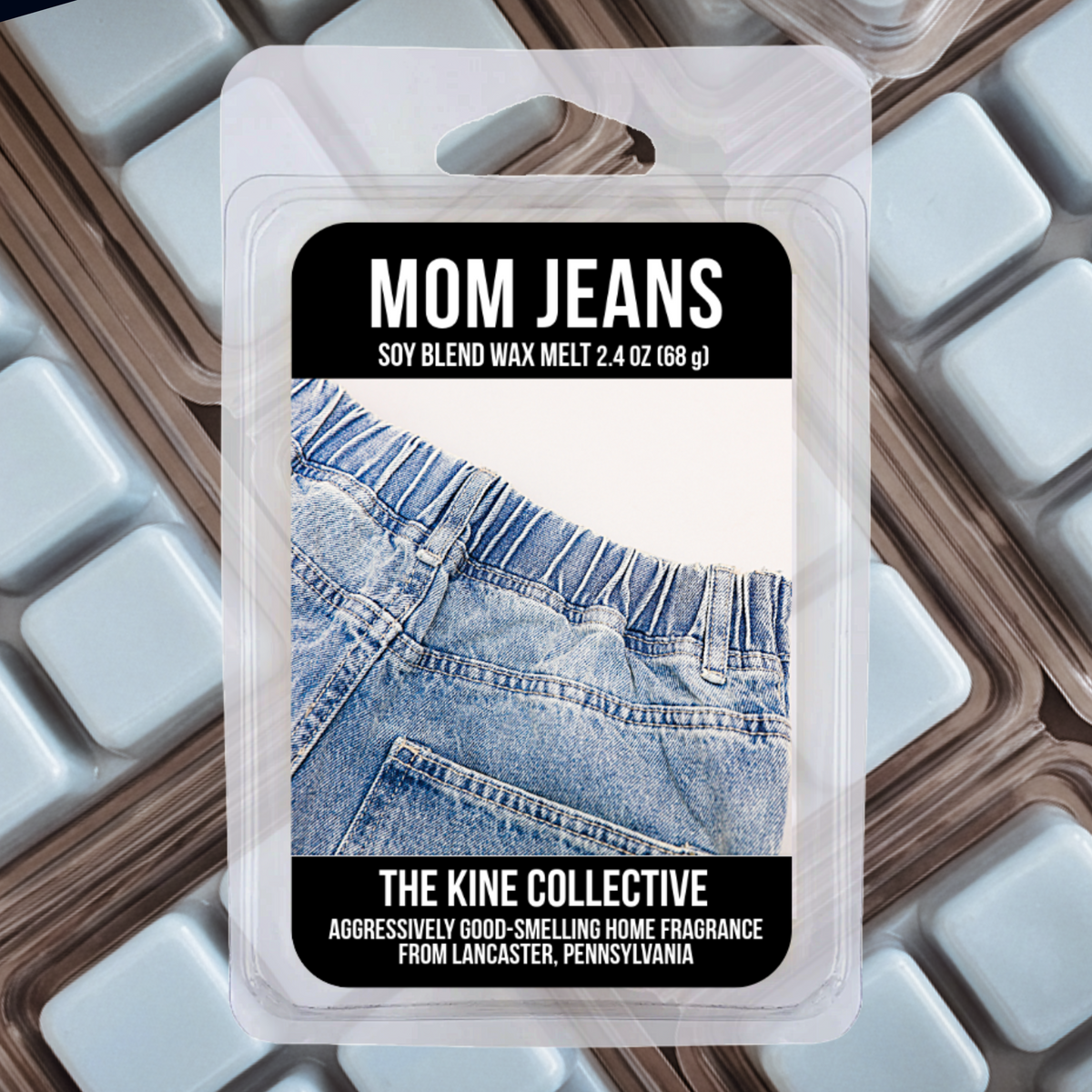 Mom Jeans 2.4oz Cubed Wax Melts from The Kine Collective