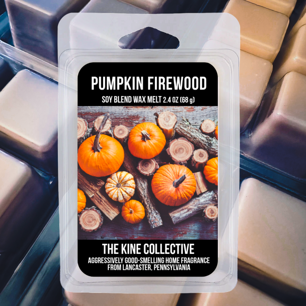 Pumpkin Firewood 2.4oz Cubed Wax Melts from The Kine Collective