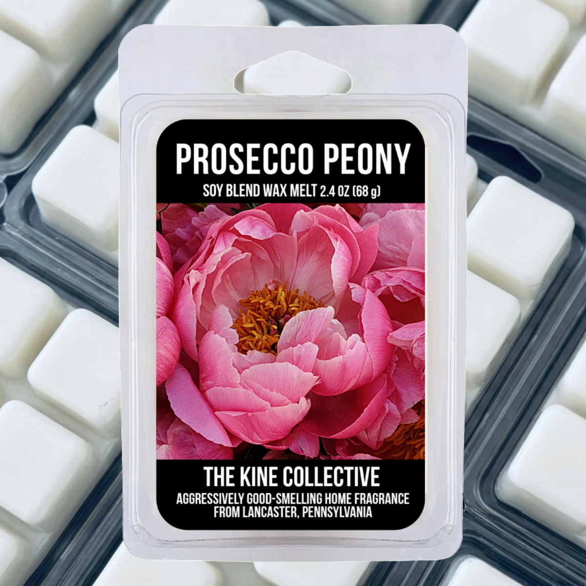 Prosecco Peony 2.4oz Cubed Wax Melts from The Kine Collective