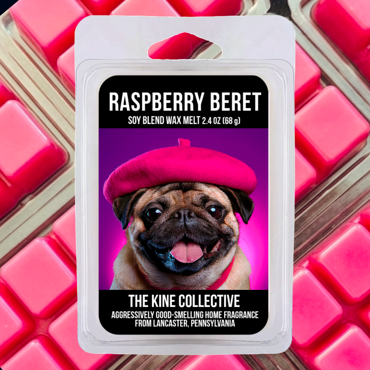 Raspberry Beret 2.4oz Cubed Wax Melts from The Kine Collective