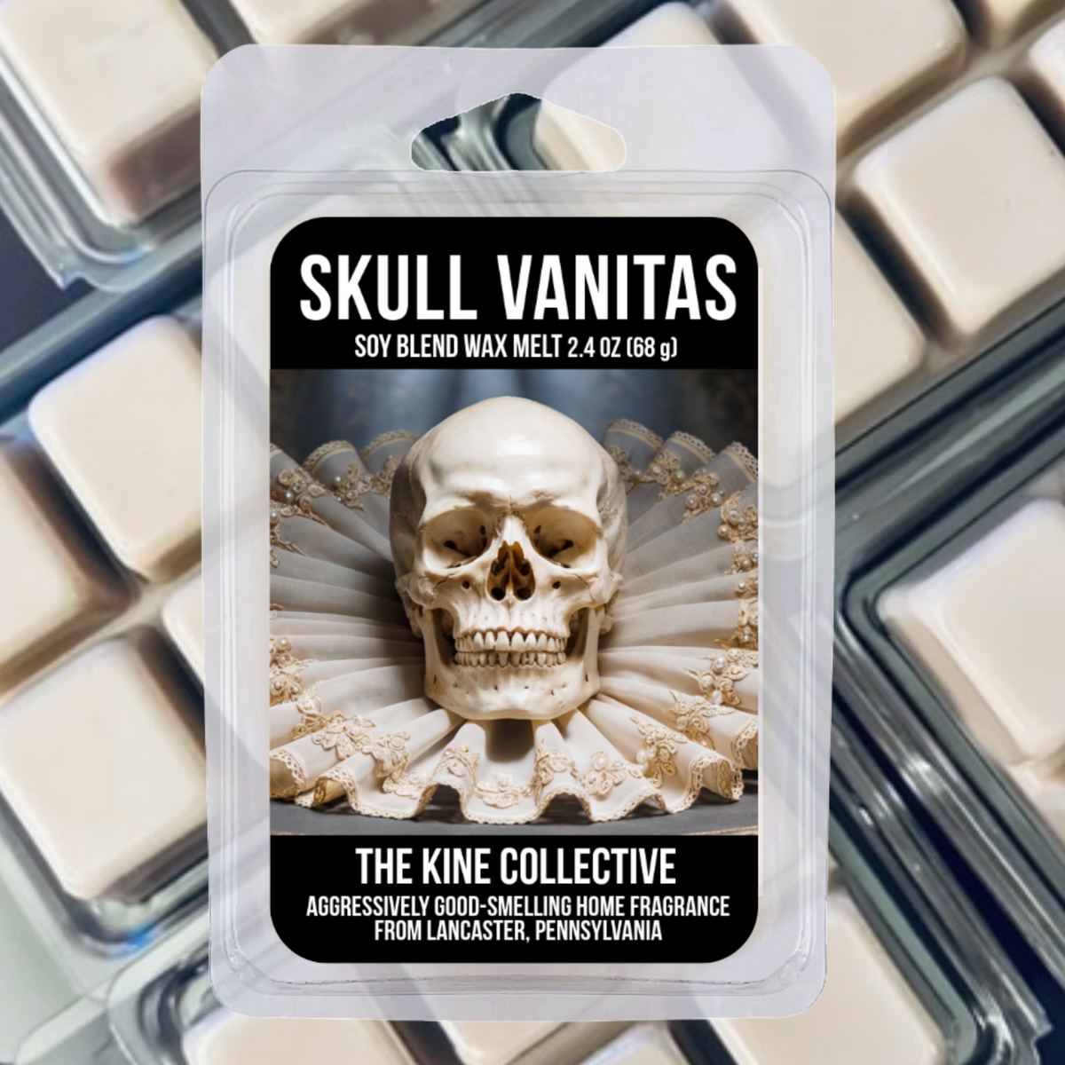 Skull Vanitas 2.4oz Cubed Wax Melts from The Kine Collective