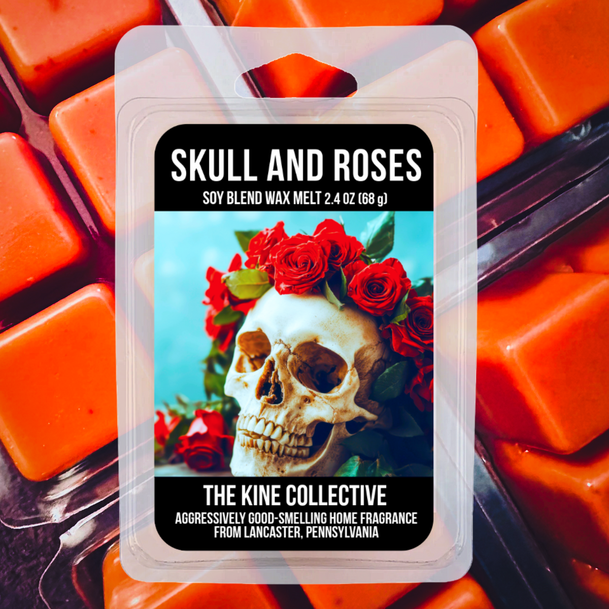 Skull And Roses 2.4oz Cubed Wax Melts from The Kine Collective