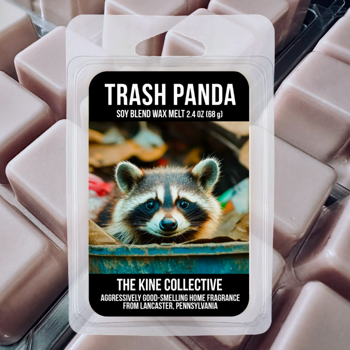 Trash Panda 2.4oz Cubed Wax Melts from The Kine Collective