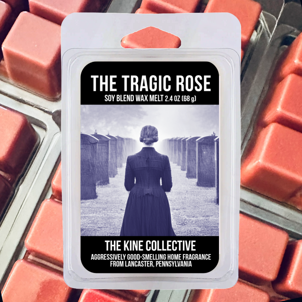 The Tragic Rose 2.4oz Cubed Wax Melts from The Kine Collective